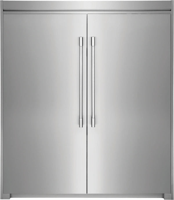 Stainless Steel Side-by-Side Column Refrigerator and Freezer Set