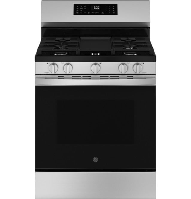 GE® 30" Free-Standing Gas Convection Range with No Preheat Air Fry and EasyWash™ Oven Tray Model #: GGF600AVSS