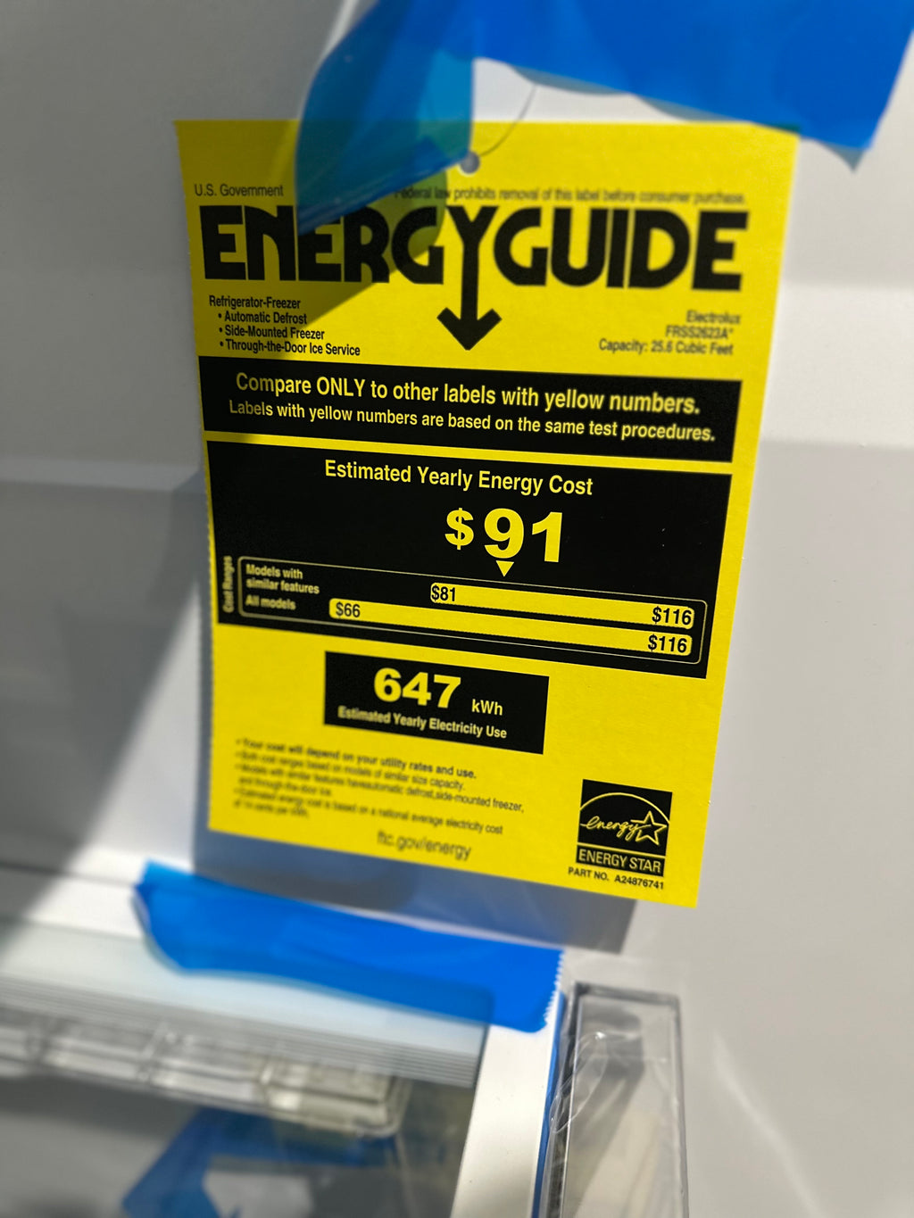 Frigidaire 26 Cu. Ft. 36" Standard-Depth Side-by-Side Refrigerator FRSS2623AW