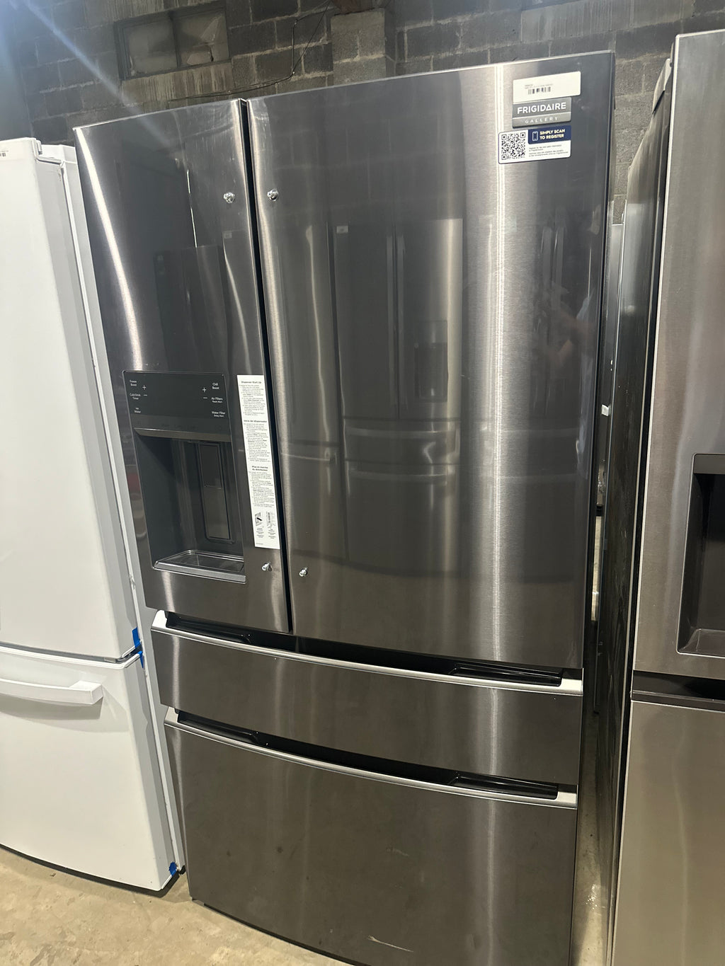 Frigidaire Gallery 36 in. 22 cu. ft. Counter-Depth 4-Door French Door Refrigerator in Smudge-Proof Black Stainless Steel