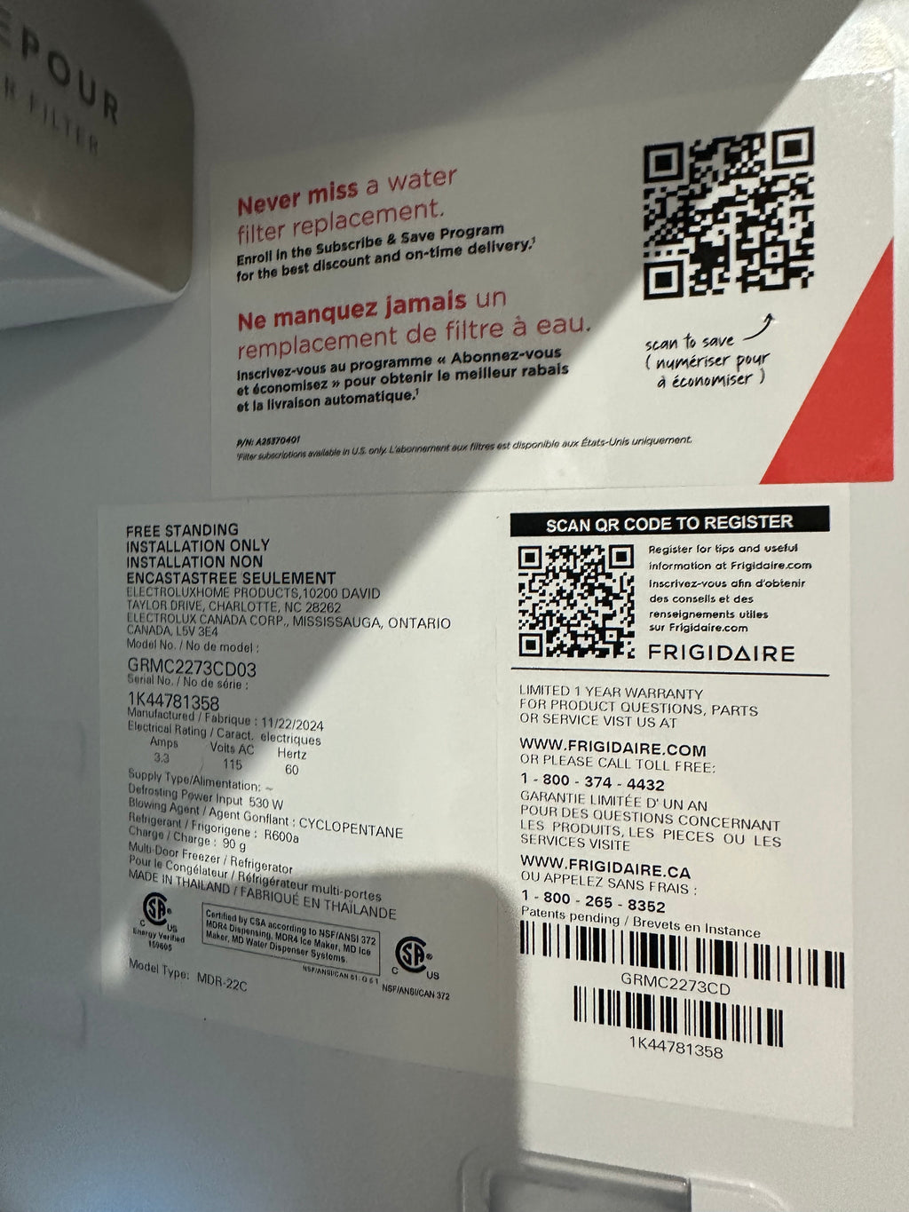 Frigidaire Gallery 36 in. 22 cu. ft. Counter-Depth 4-Door French Door Refrigerator in Smudge-Proof Black Stainless Steel