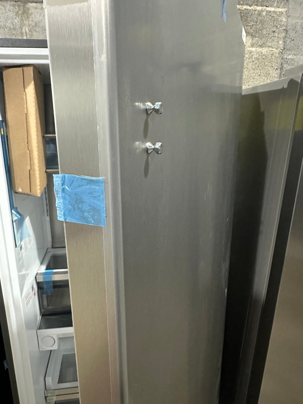 Stainless Steel Side-by-Side Column Refrigerator and Freezer Set