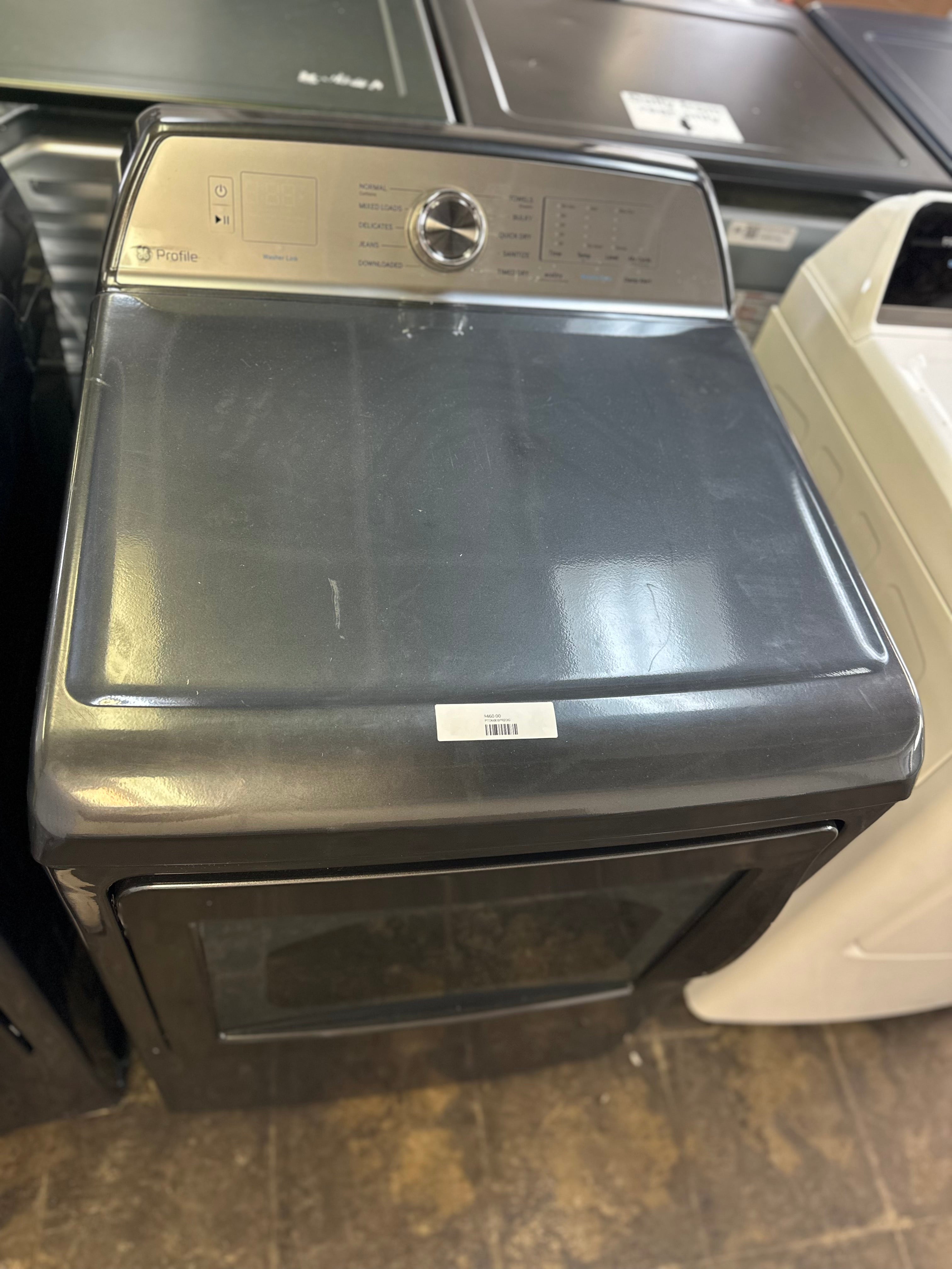 GE Profile™ ENERGY STAR® 7.4 cu. ft. Capacity aluminized alloy drum Electric Dryer with Sanitize Cycle and Sensor Dry  Model #: PTD60EBPRDG