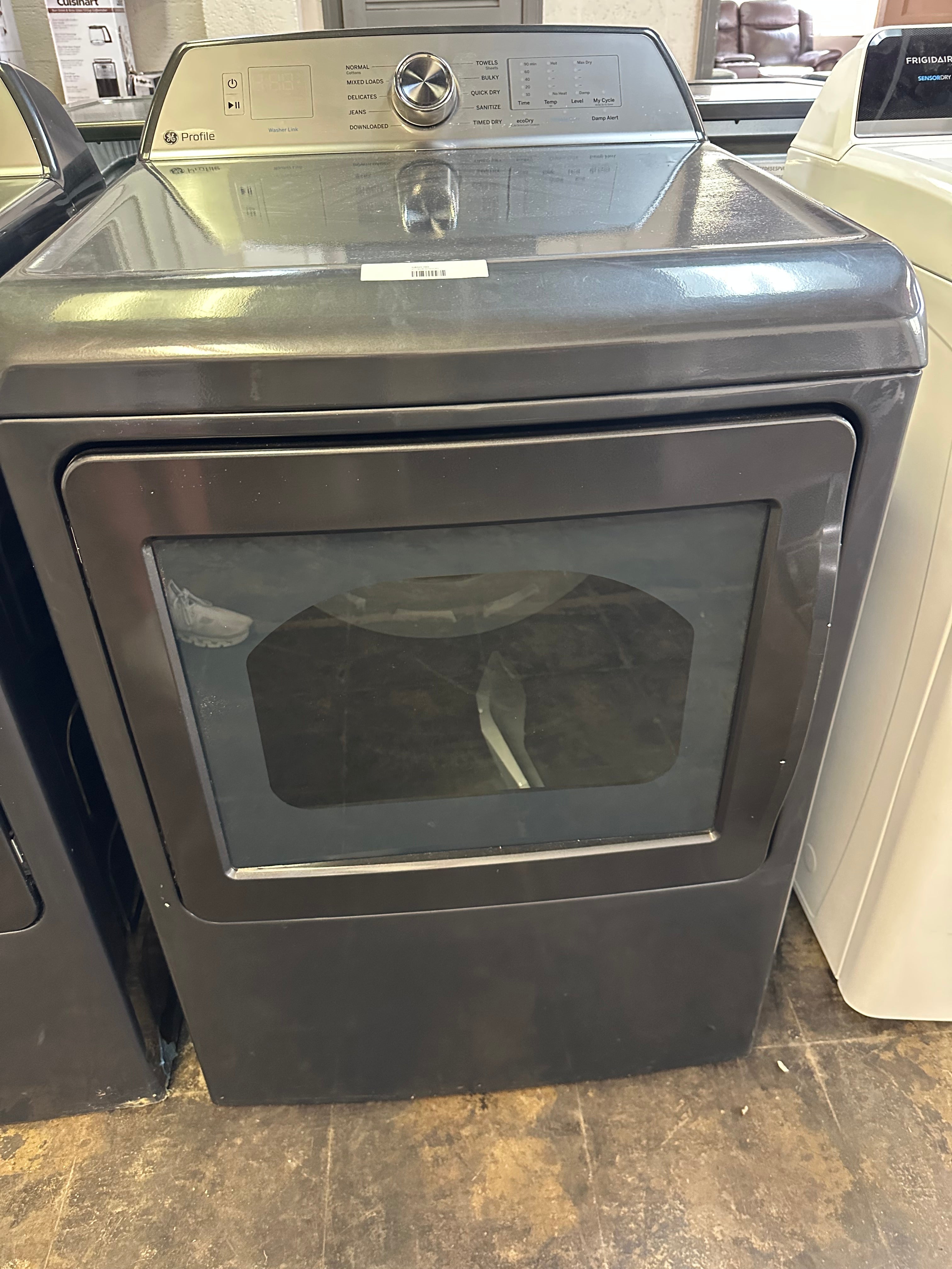 GE Profile™ ENERGY STAR® 7.4 cu. ft. Capacity aluminized alloy drum Electric Dryer with Sanitize Cycle and Sensor Dry  Model #: PTD60EBPRDG