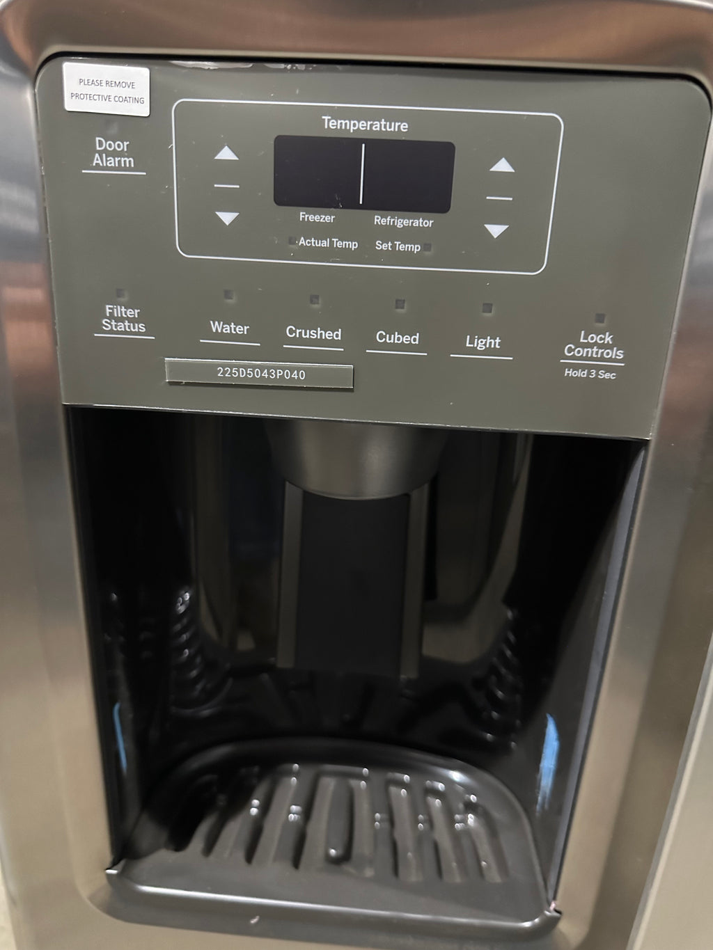 GE  GSS23GYPFS 33 Inch Freestanding Side by Side Refrigerator with 23.01 Cu. Ft. Total Capacity, Edge-to-Edge Shelves, LED Lighting, Storage Drawers, Enhanced Shabbos Mode, Ice Maker, and External Ice/Water Dispenser: Fingerprint Resistant Stainless Steel