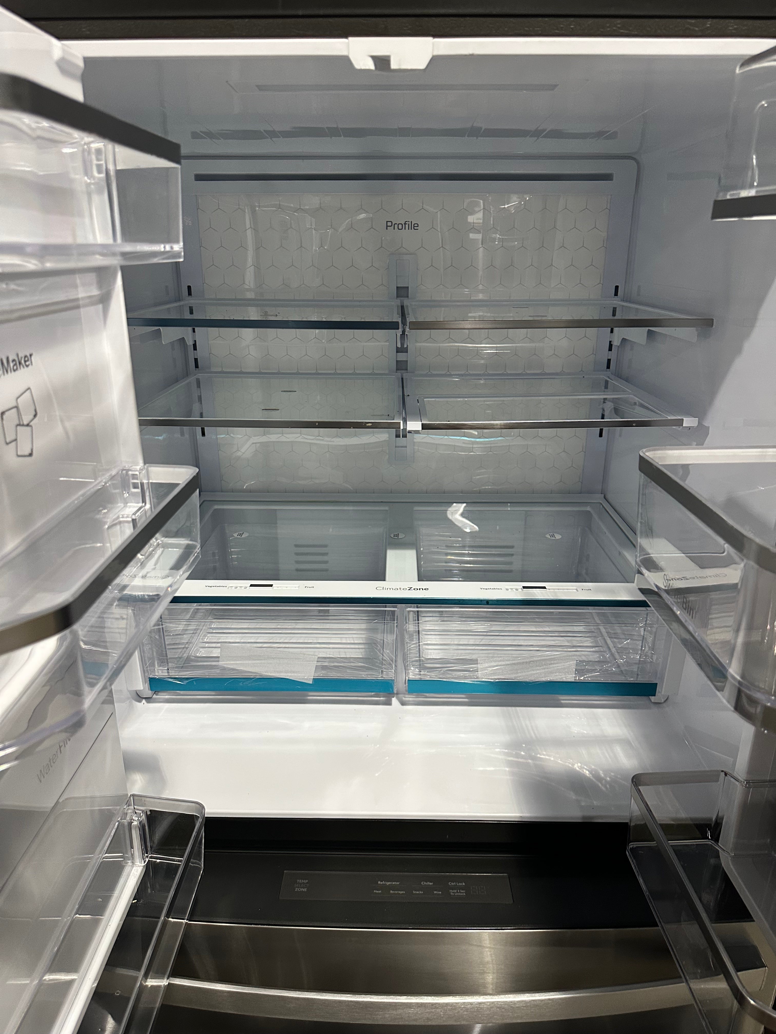 GE Profile Standard-Depth 27.9-cu ft 4 -Door Smart Compatible French Door Refrigerator with Ice Maker with Water and Ice Dispenser and Door within Door ( Fingerprint-resistant Stainless Steel ) ENERGY STAR Certified