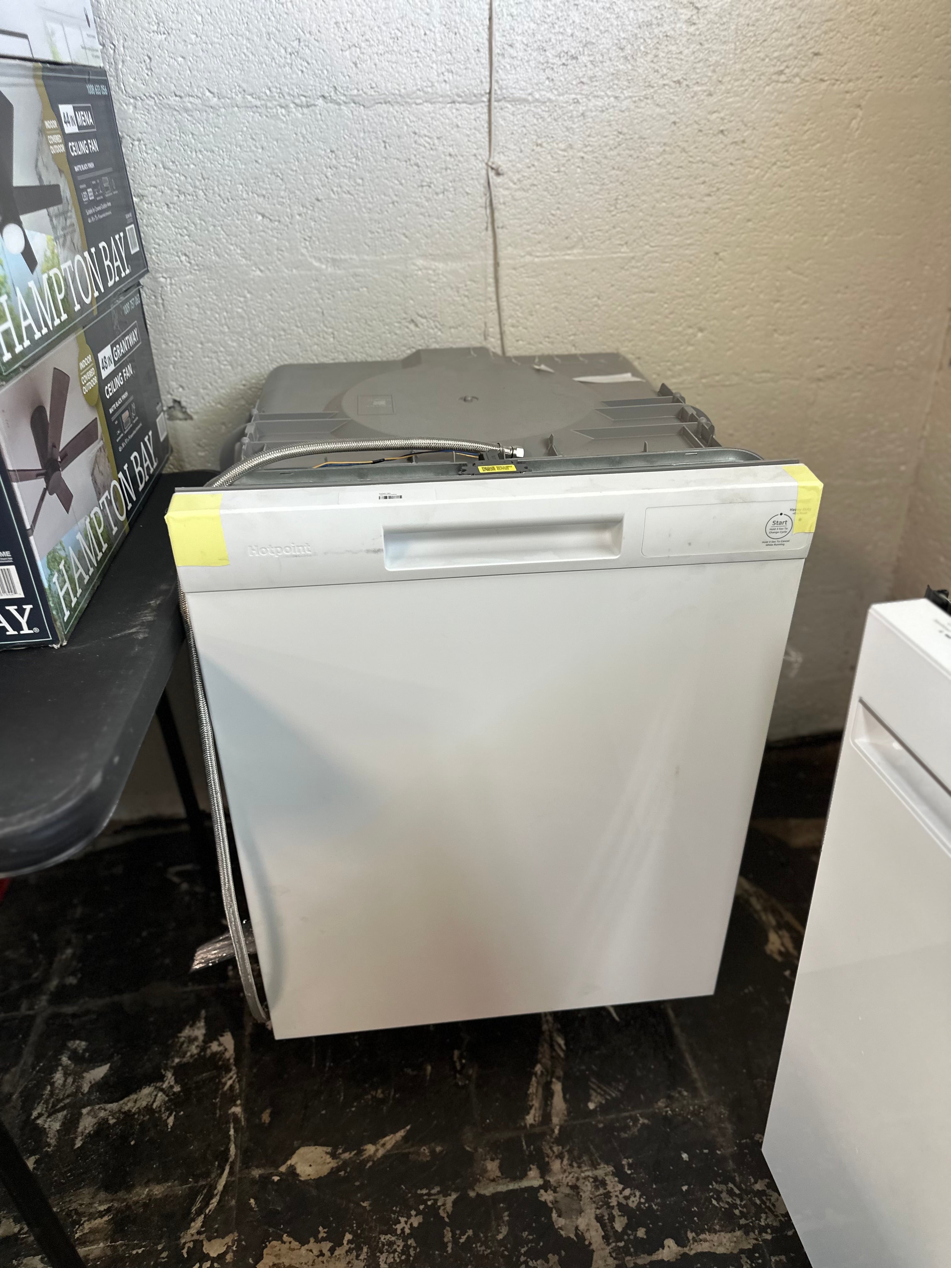 HOTPOINT® ONE BUTTON DISHWASHER WITH PLASTIC INTERIOR model #HDF310PGRWW