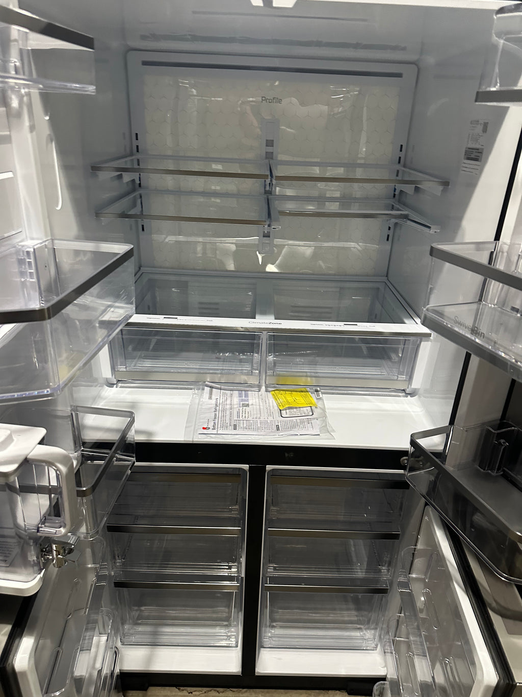 GE Profile™ ENERGY STAR® 28.4 Cu. Ft. Quad-Door Refrigerator with Dual-Dispense AutoFill Pitcher and Door in Door Model #: PAD28BYTFS