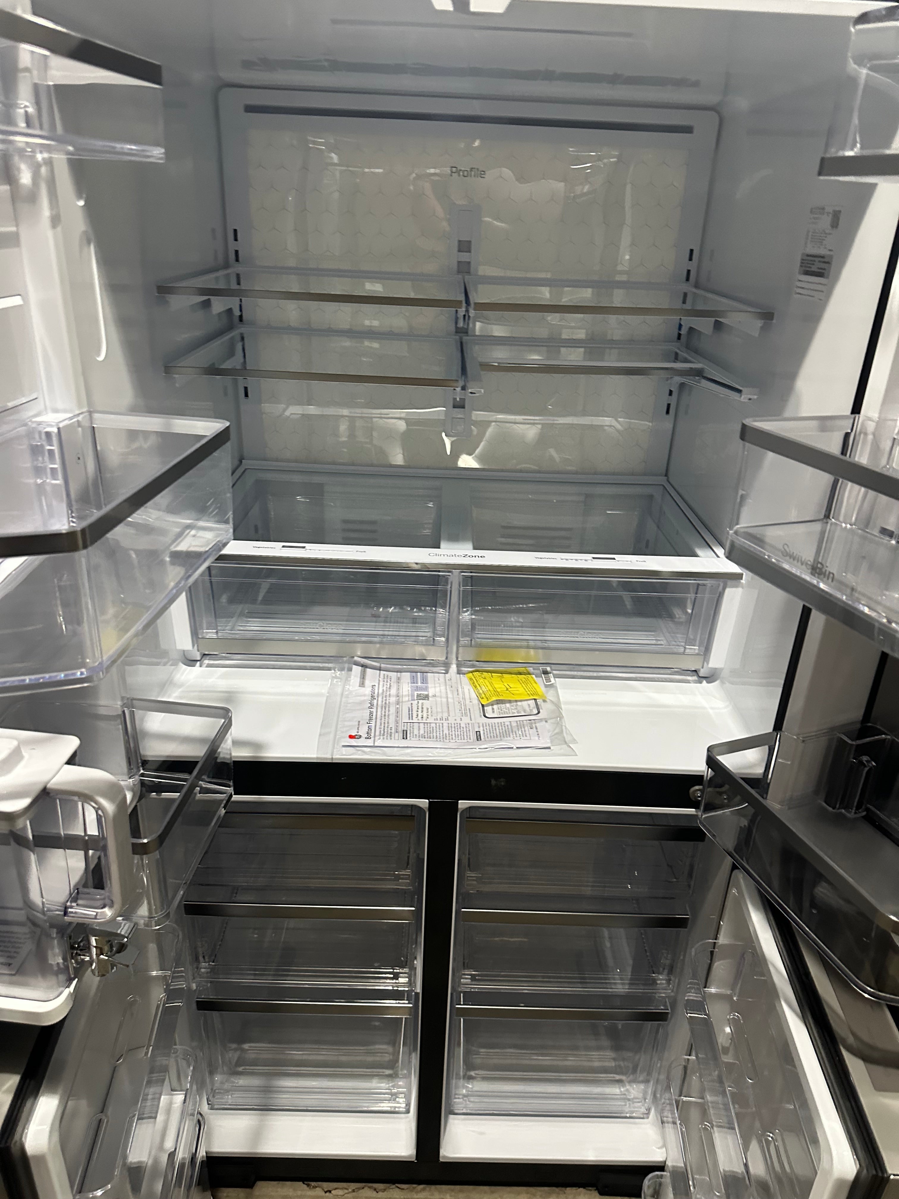 GE Profile™ ENERGY STAR® 28.4 Cu. Ft. Quad-Door Refrigerator with Dual-Dispense AutoFill Pitcher and Door in Door Model #: PAD28BYTFS