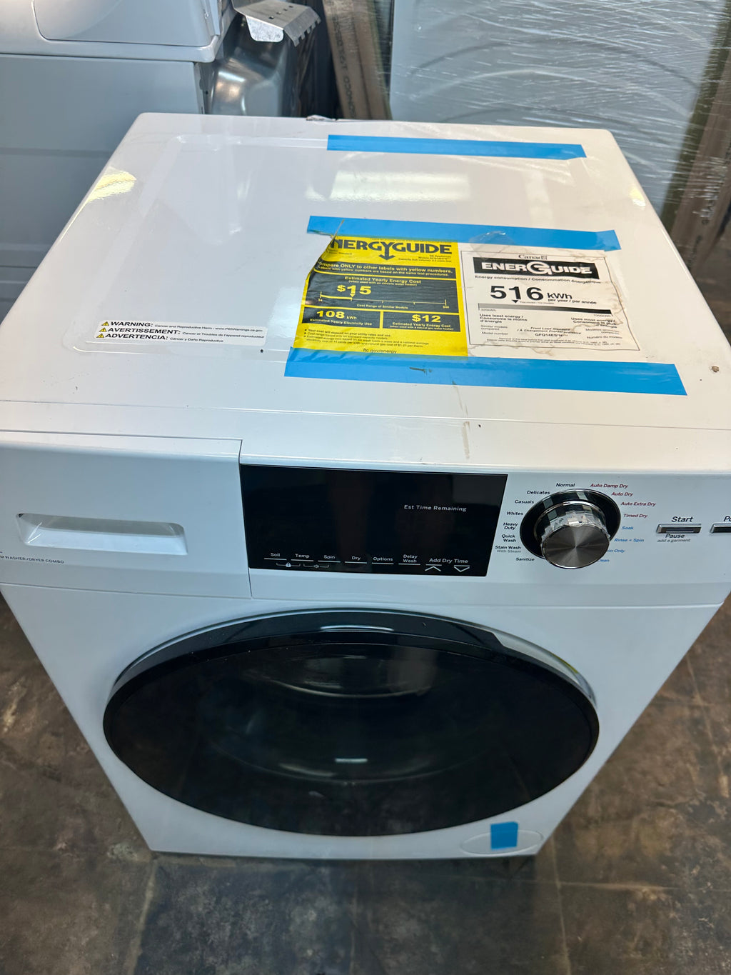 GE® 24" 2.4 cu. ft.Capacity Front Load Washer/Condenser Dryer Combo Model #: GFQ14ESSNWW