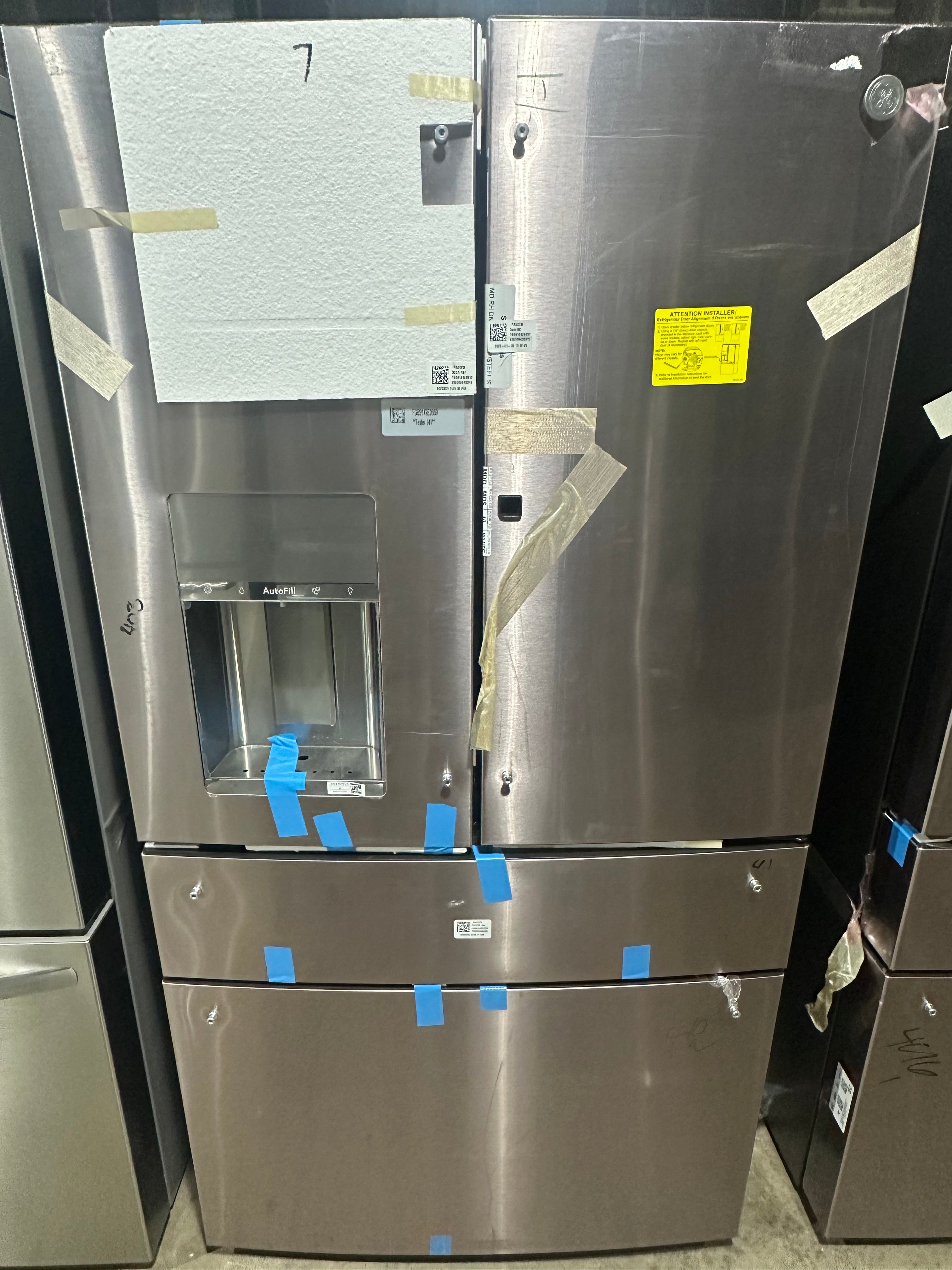 GE Profile™ 22.4 Cu. Ft. Smart Counter-Depth Fingerprint Resistant 4-Door French-Door Refrigerator with Door In Door Model #: PXD22BYPFS