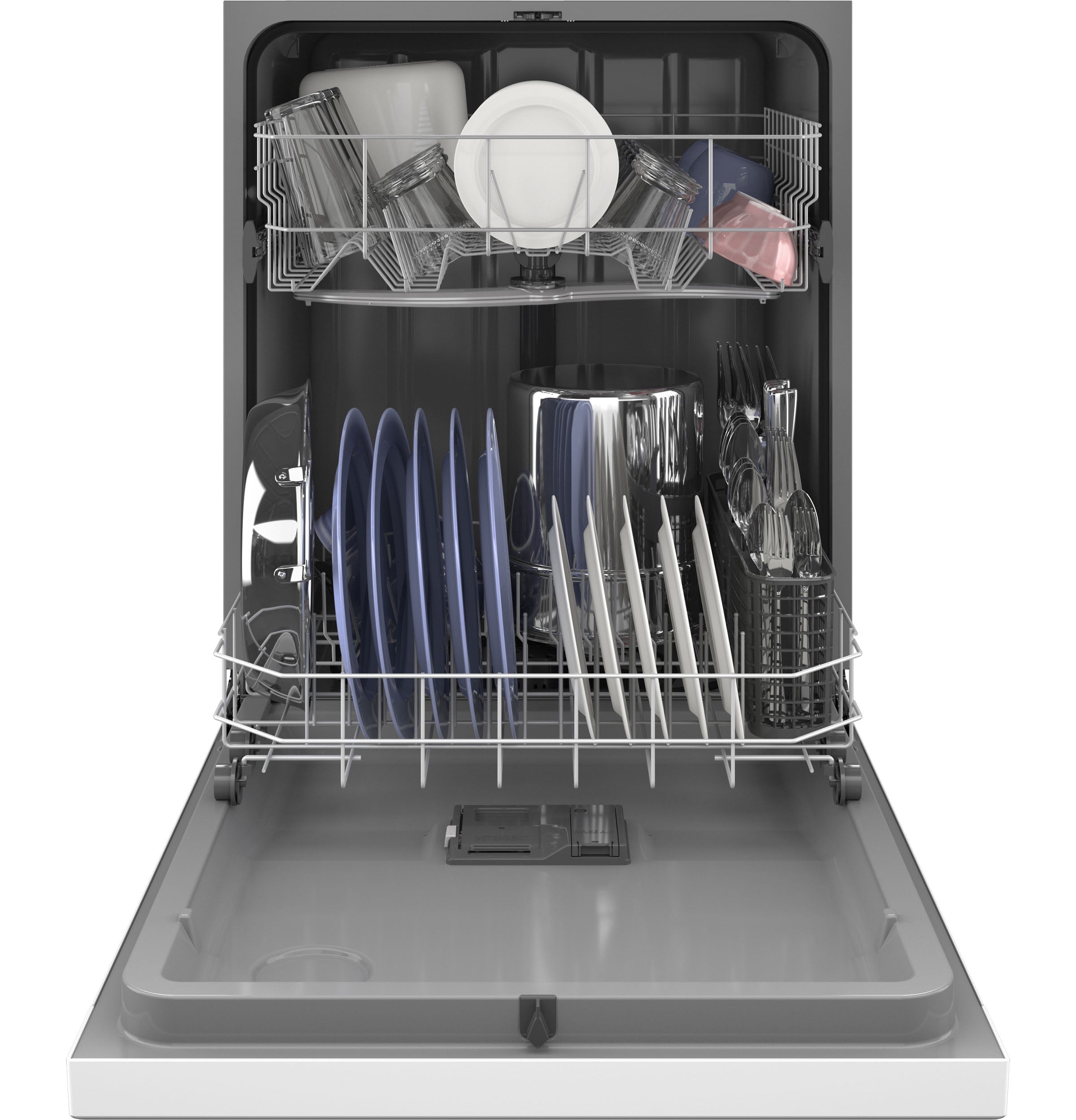 HOTPOINT® ONE BUTTON DISHWASHER WITH PLASTIC INTERIOR model #HDF310PGRWW