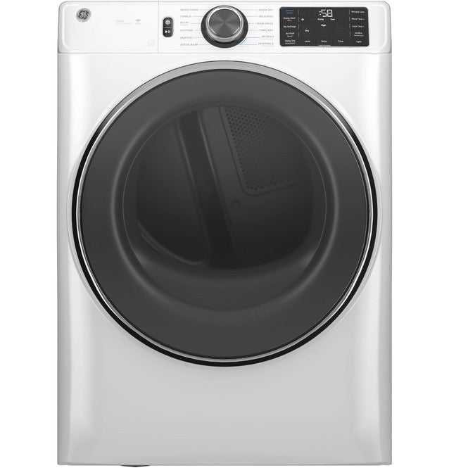 GE® ENERGY STAR® 7.8 cu. ft. Capacity Smart Front Load Gas Dryer with Steam and Sanitize Cycle  Model #: GFD65GSSVWW
