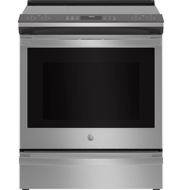 GE Profile™ 30" Smart Slide-In Fingerprint Resistant Front-Control Induction and Convection Range with No Preheat Air Fry  Model #: PHS930YPFS