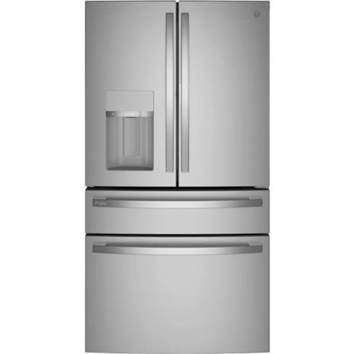 GE Profile Standard-Depth 27.9-cu ft 4 -Door Smart Compatible French Door Refrigerator with Ice Maker with Water and Ice Dispenser and Door within Door ( Fingerprint-resistant Stainless Steel ) ENERGY STAR Certified